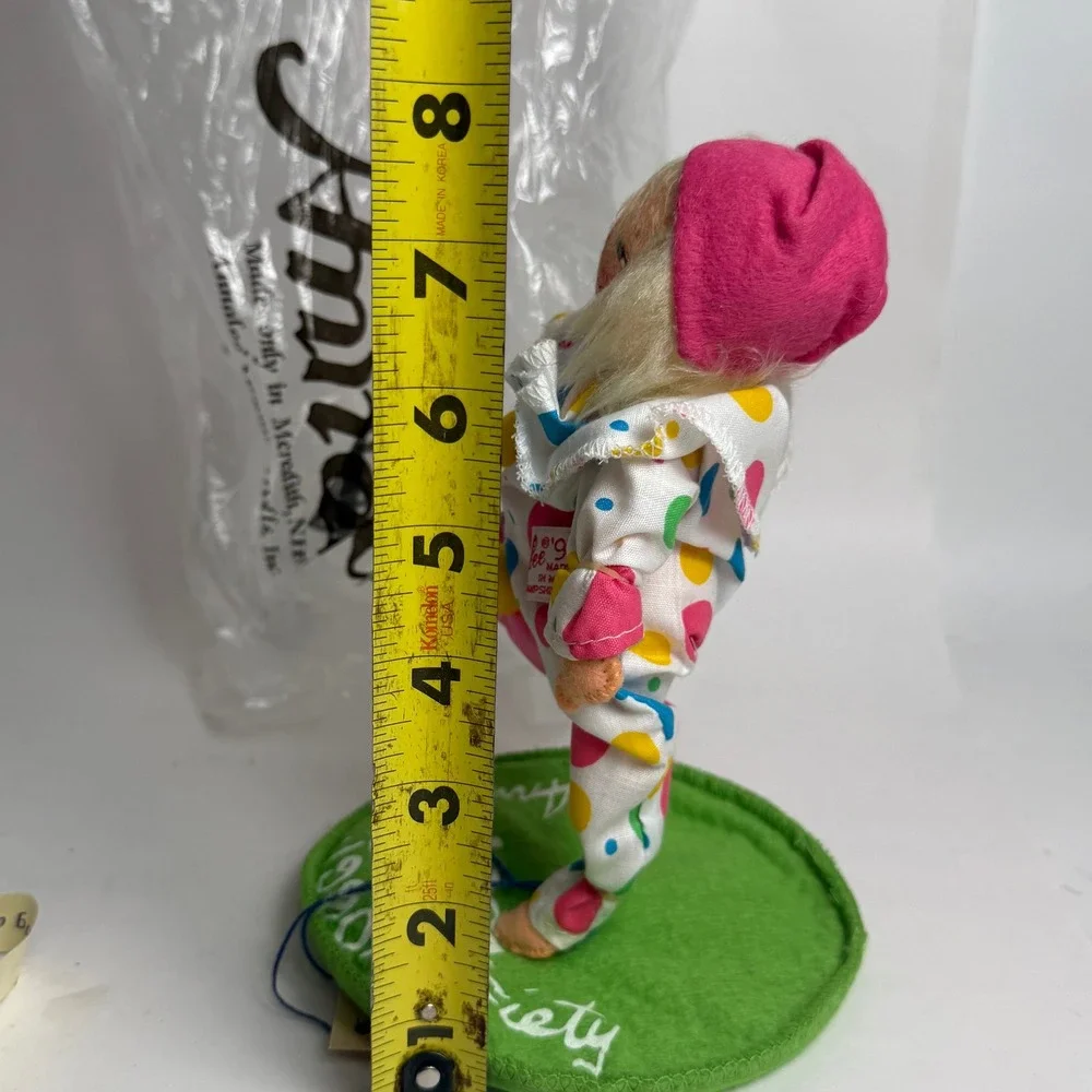 1990 Annalee‎ Doll Society Clown Doll Polka Dot PS I Love You Balloon
